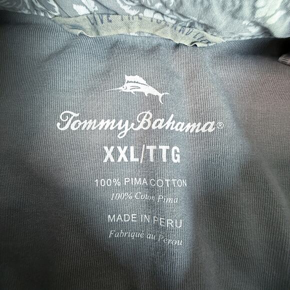 Tommy Bahama Pima Cotton Polo Button Shirt Gray XXL Made in Peru Island Style - Picture 3 of 6
